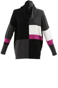 Grey and Pink Cowl Neck Oversized Jumper