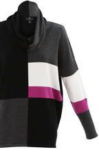 Grey and Pink Cowl Neck Oversized Jumper