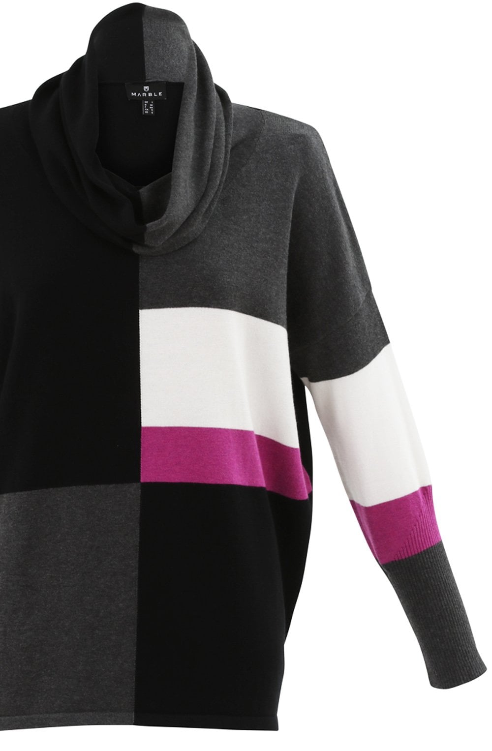 Grey and Pink Cowl Neck Oversized Jumper