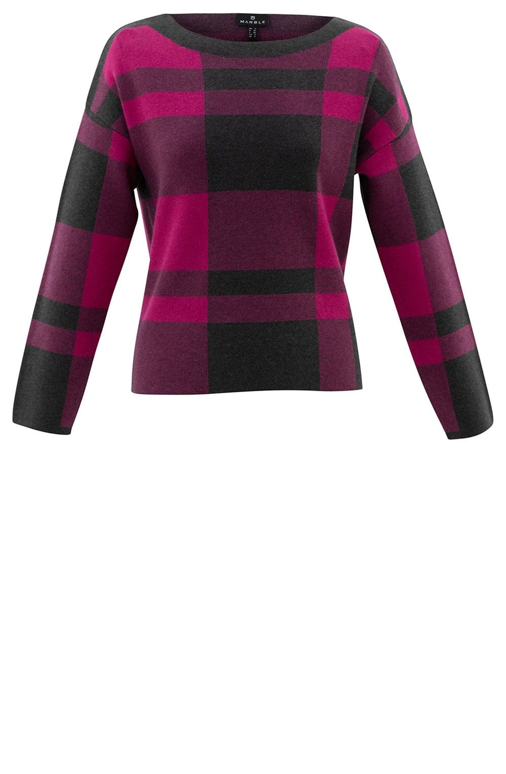 Grey and Pink Large Check Box Jumper