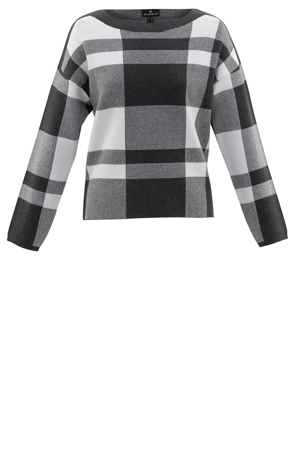 Grey and White Large Check Box Jumper