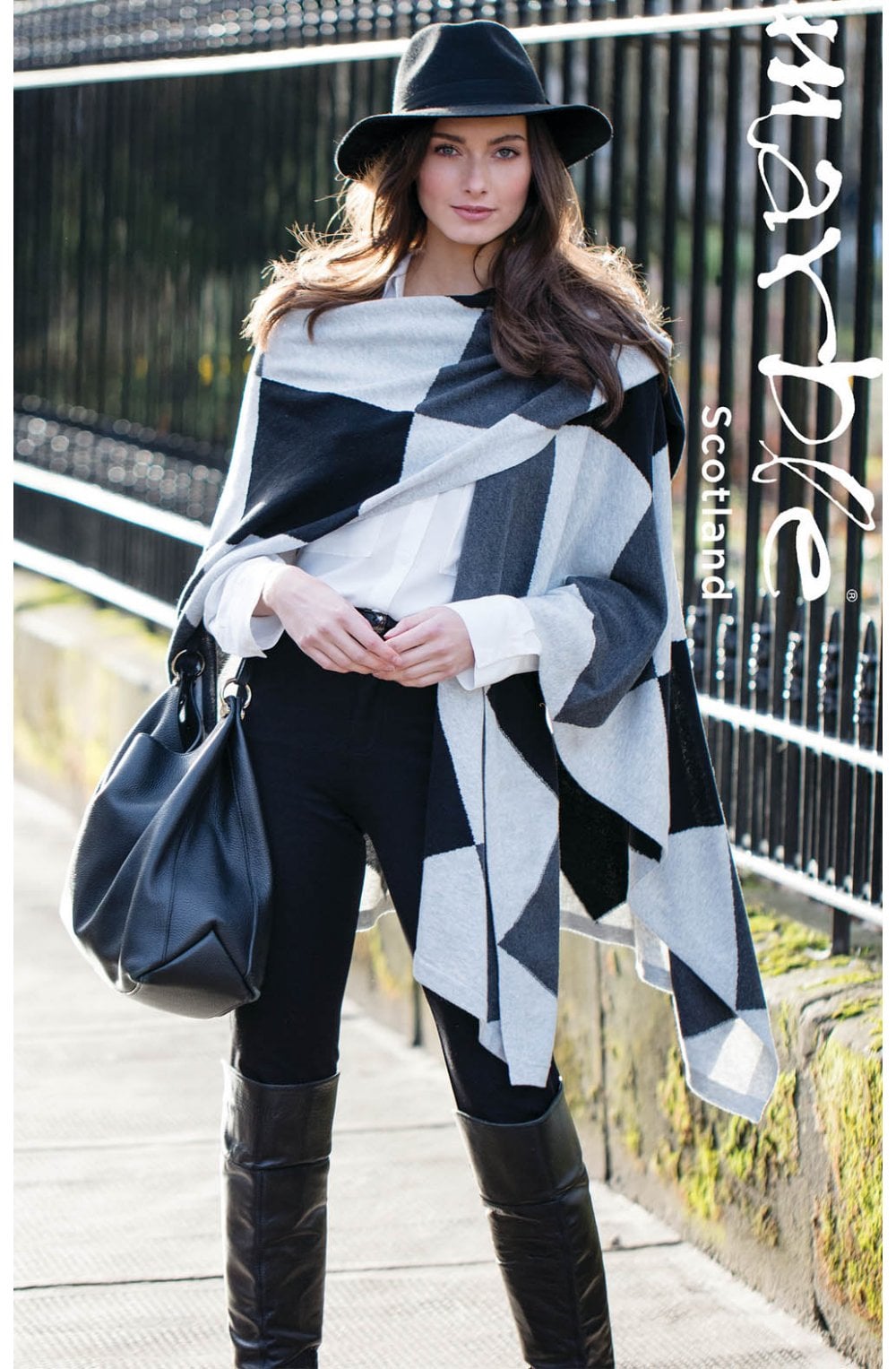 Grey & Black Knit Cape