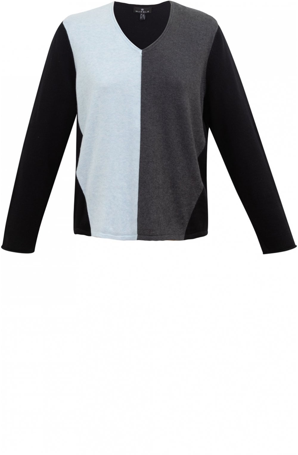Grey & Blue Block Design Jumper