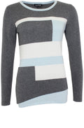 Grey & Blue Block Design Sweater