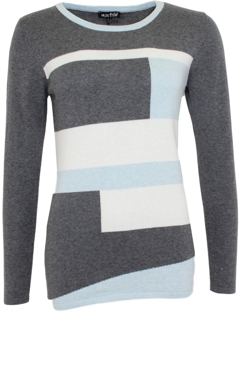 Grey & Blue Block Design Sweater