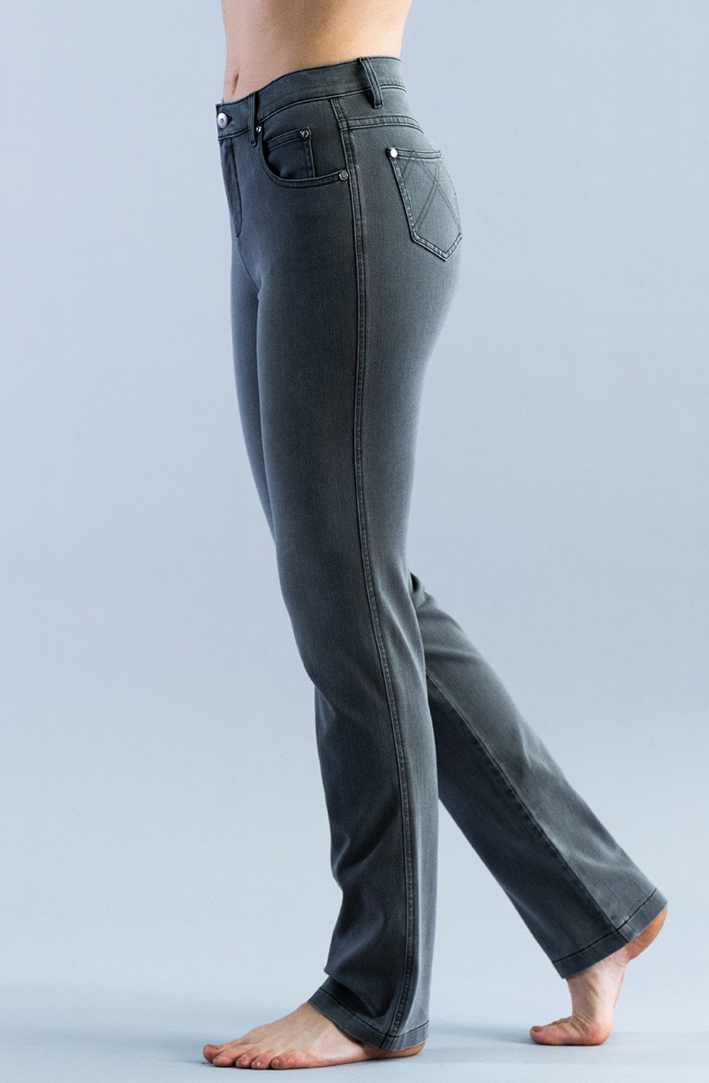 Grey Denim Straight Leg Jeans
