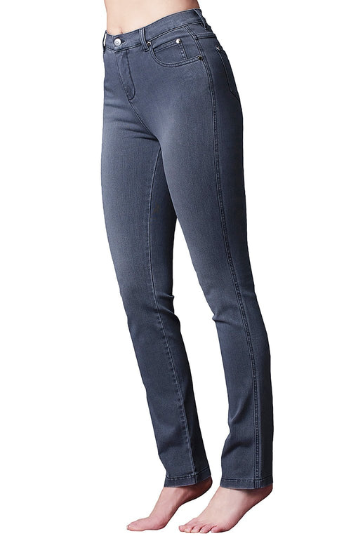 Grey Denim Straight Leg Jeans