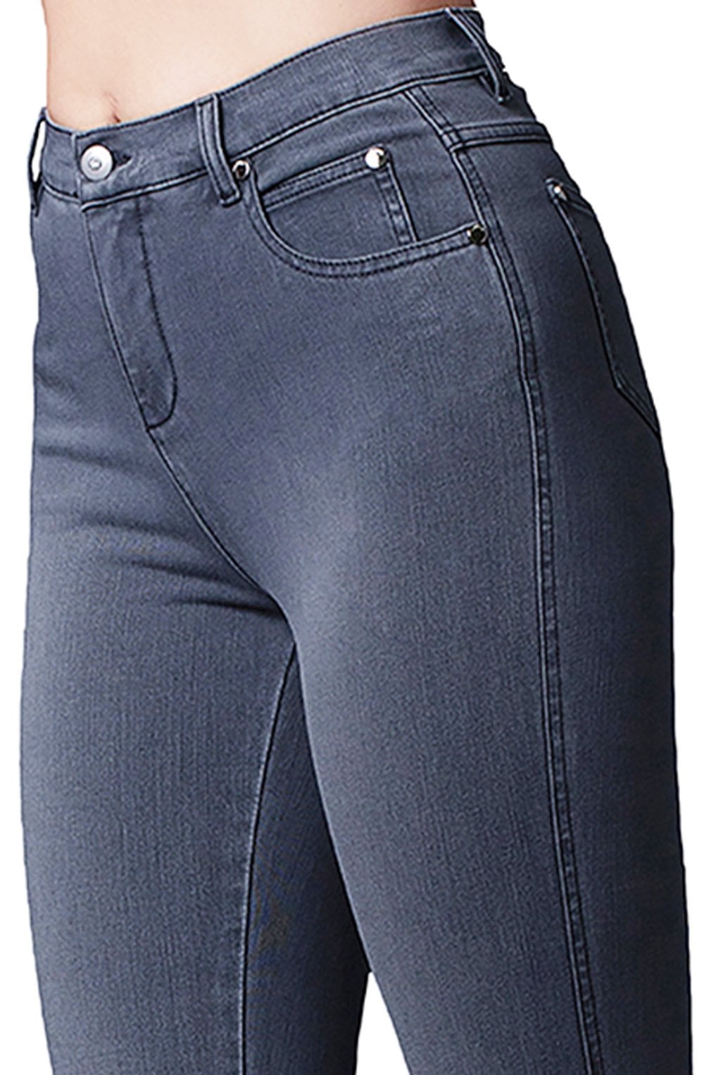 Grey Denim Straight Leg Jeans