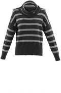 Grey Distorted Stripe Cowl Neck Jumper