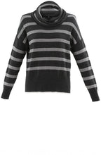 Grey Distorted Stripe Cowl Neck Jumper