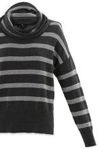 Grey Distorted Stripe Cowl Neck Jumper