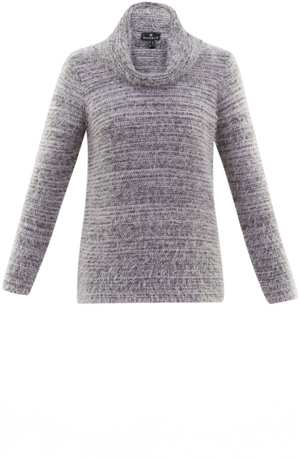 Grey Fluffy Cowl Neck Jumper