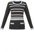 Grey & ice blue Striped Jumper