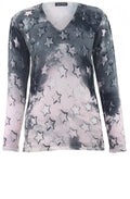 Grey & Pink Star Print Jumper