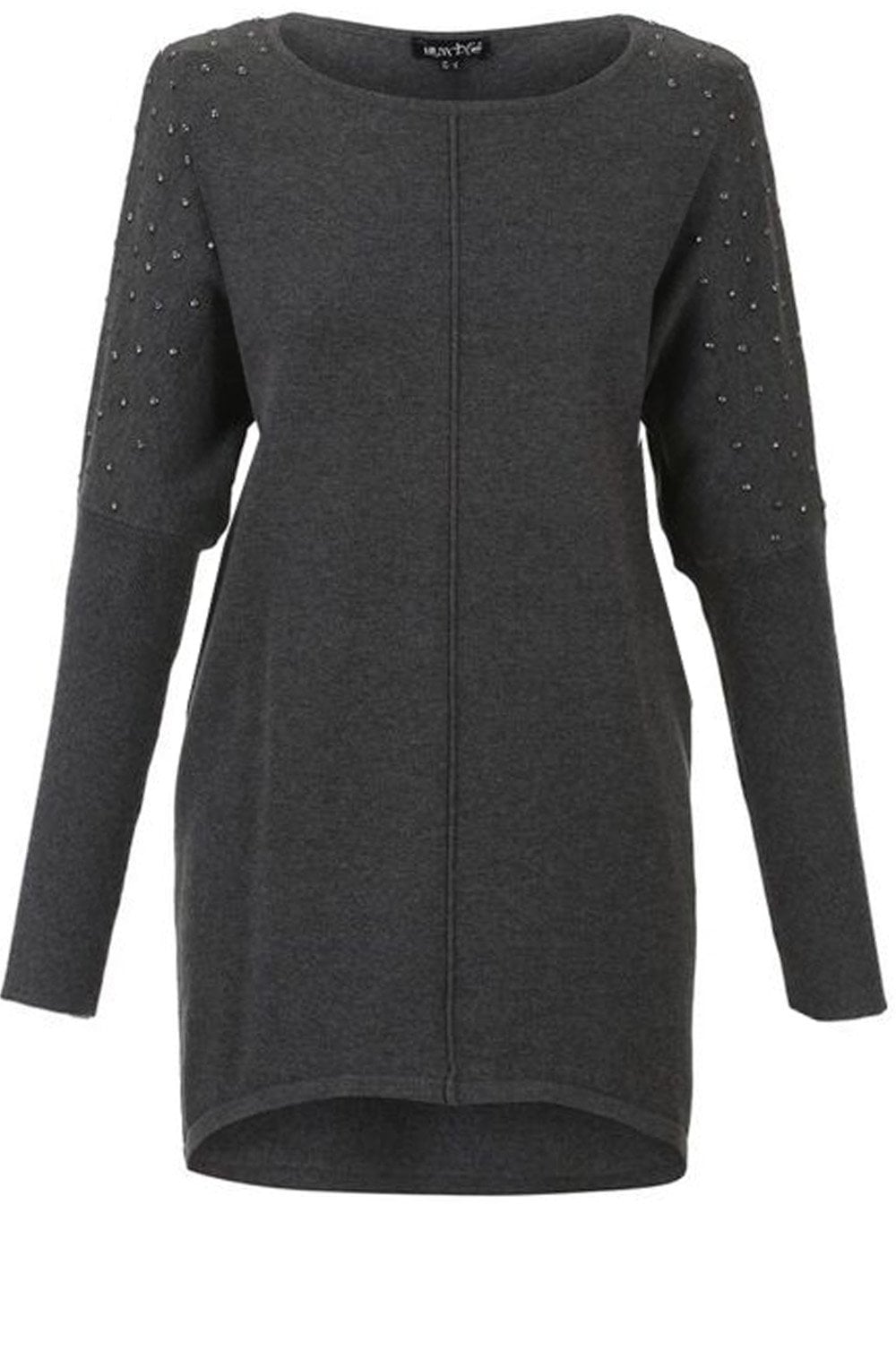 Grey Rhinestone shoulder Sweater