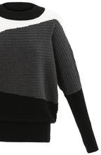 Grey Ribbed Knit Batwing Jumper
