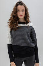 Grey Ribbed Knit Batwing Jumper