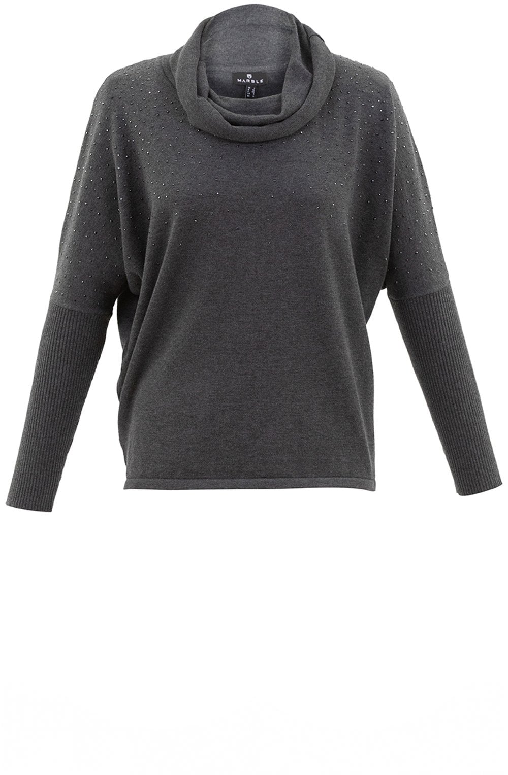 Grey Sparkle Cowl Neck Jumper