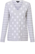 Grey Spot & Stripe Print Jumper