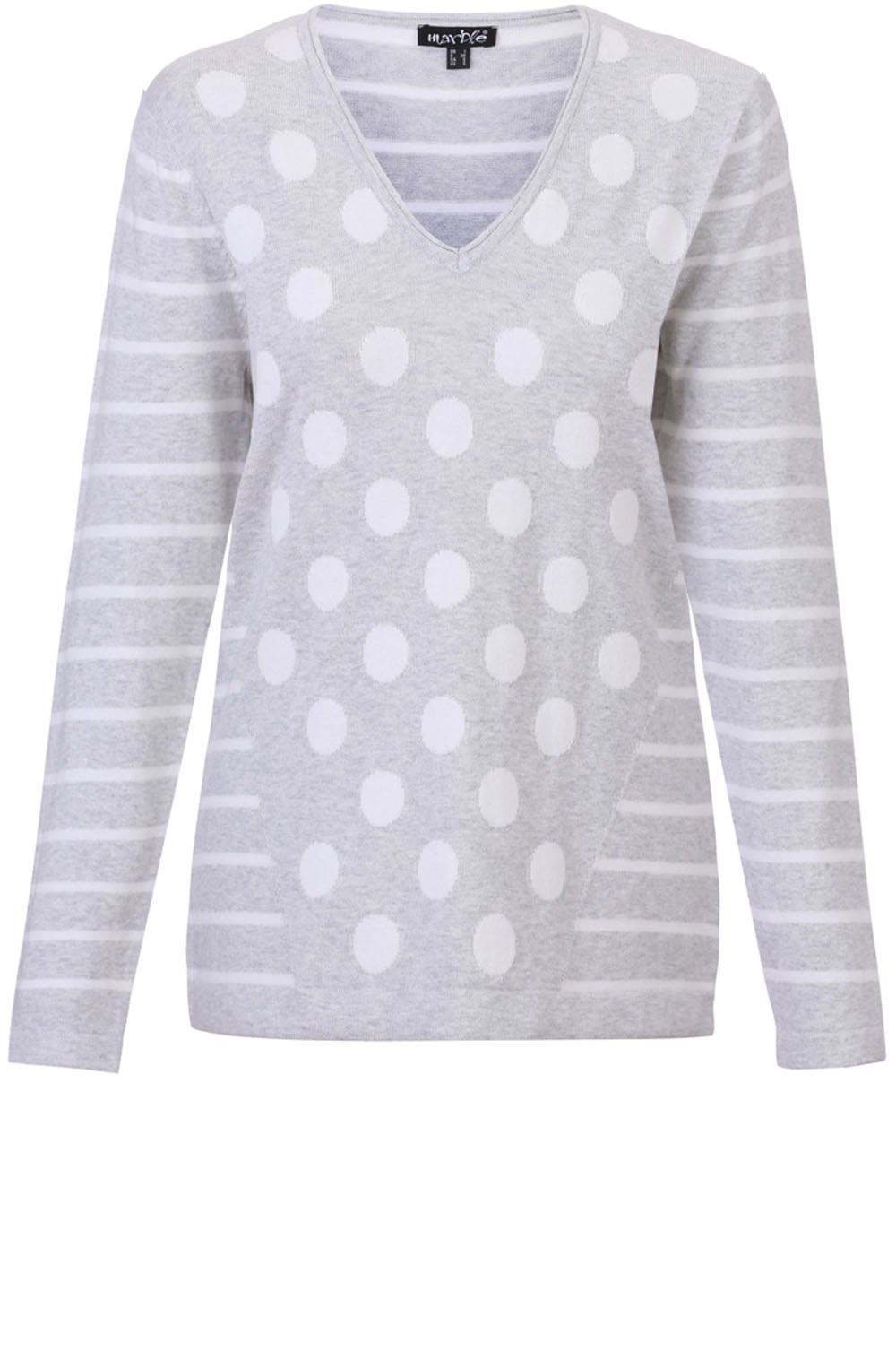 Grey Spot & Stripe Print Jumper