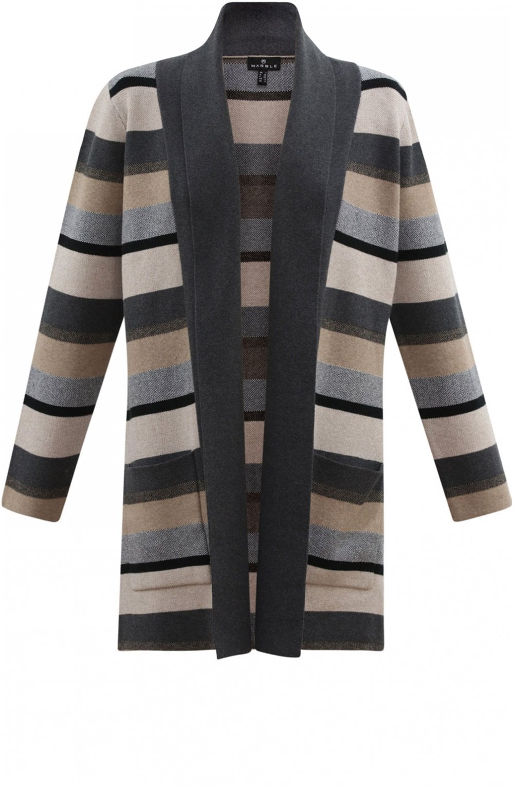 Grey & Tan Striped Cardigan