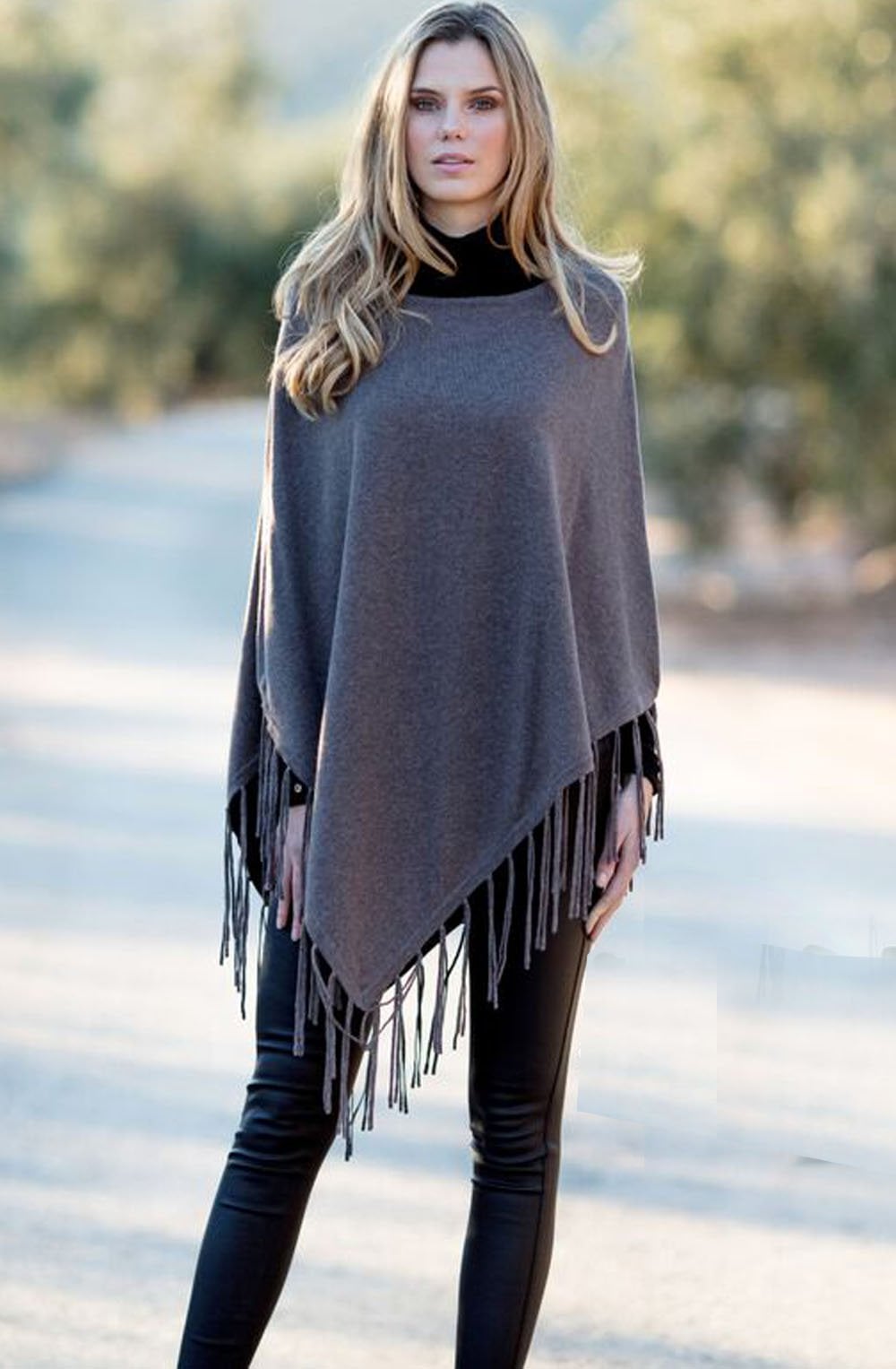Grey tasseled Poncho