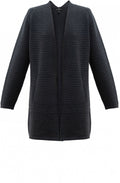 Grey Textured Ribbed Cardigan