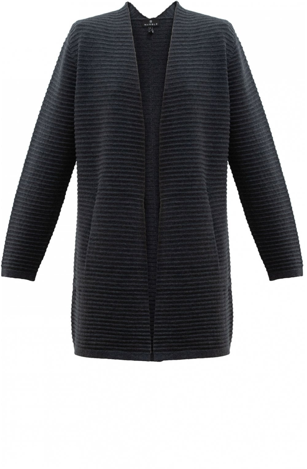 Grey Textured Ribbed Cardigan