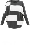 Grey & White Block Print Jumper