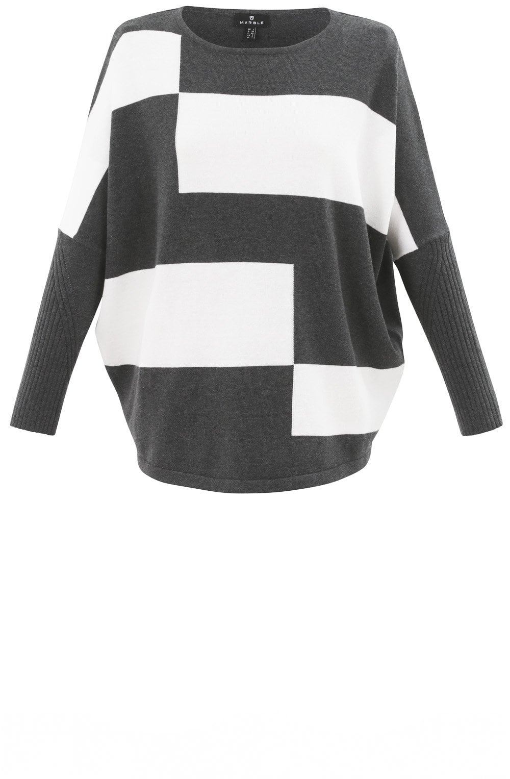 Grey & White Block Print Jumper