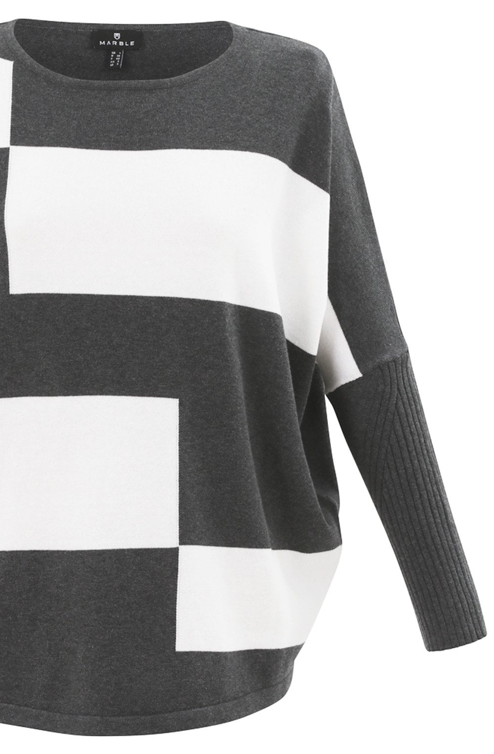 Grey & White Block Print Jumper