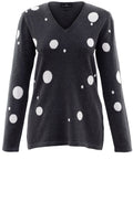 Grey & White Spot Print Jumper