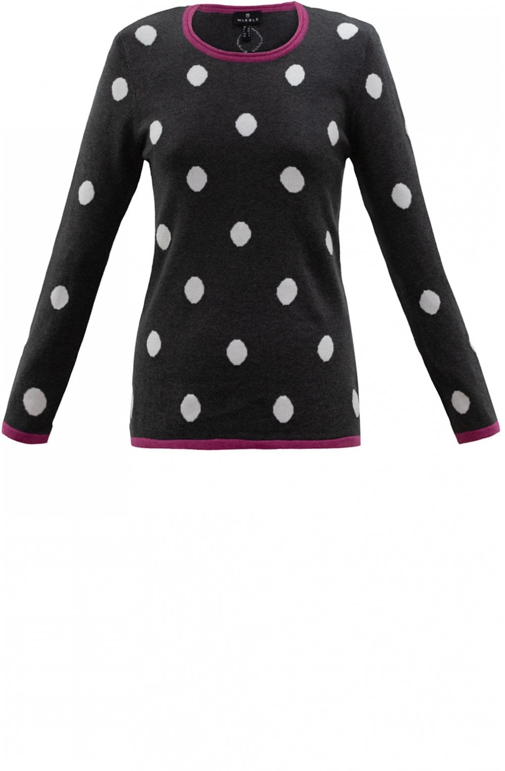 Grey & White Spot Print Jumper