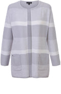 Grey & White Striped Cardigan