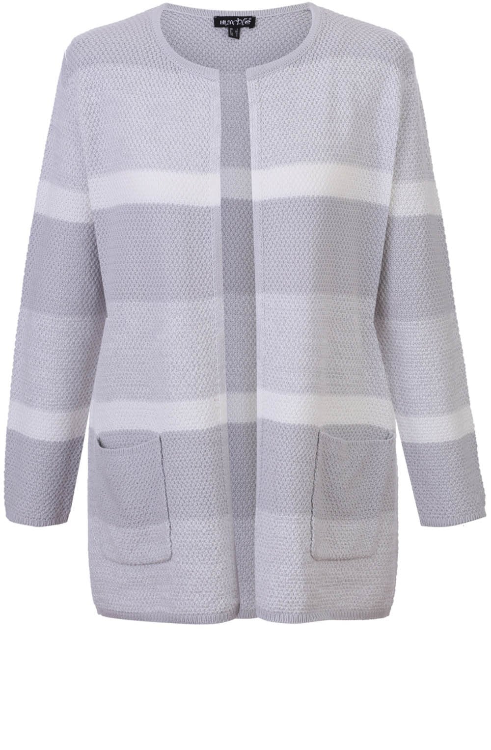Grey & White Striped Cardigan
