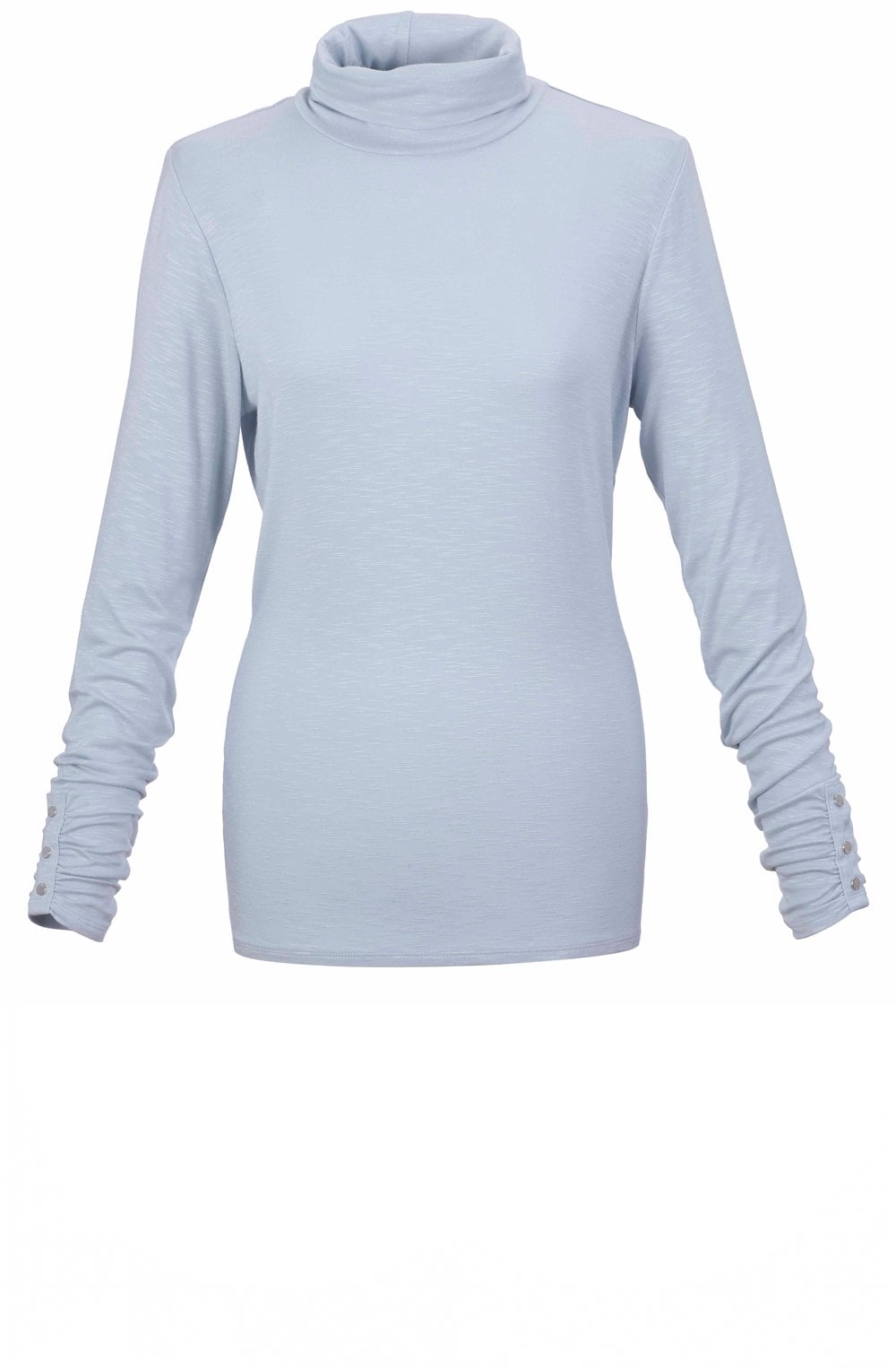 Ice Blue Jersey Polo Neck Top