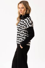 Ivory and Black Diamond Stripe Cowl Neck Jumper