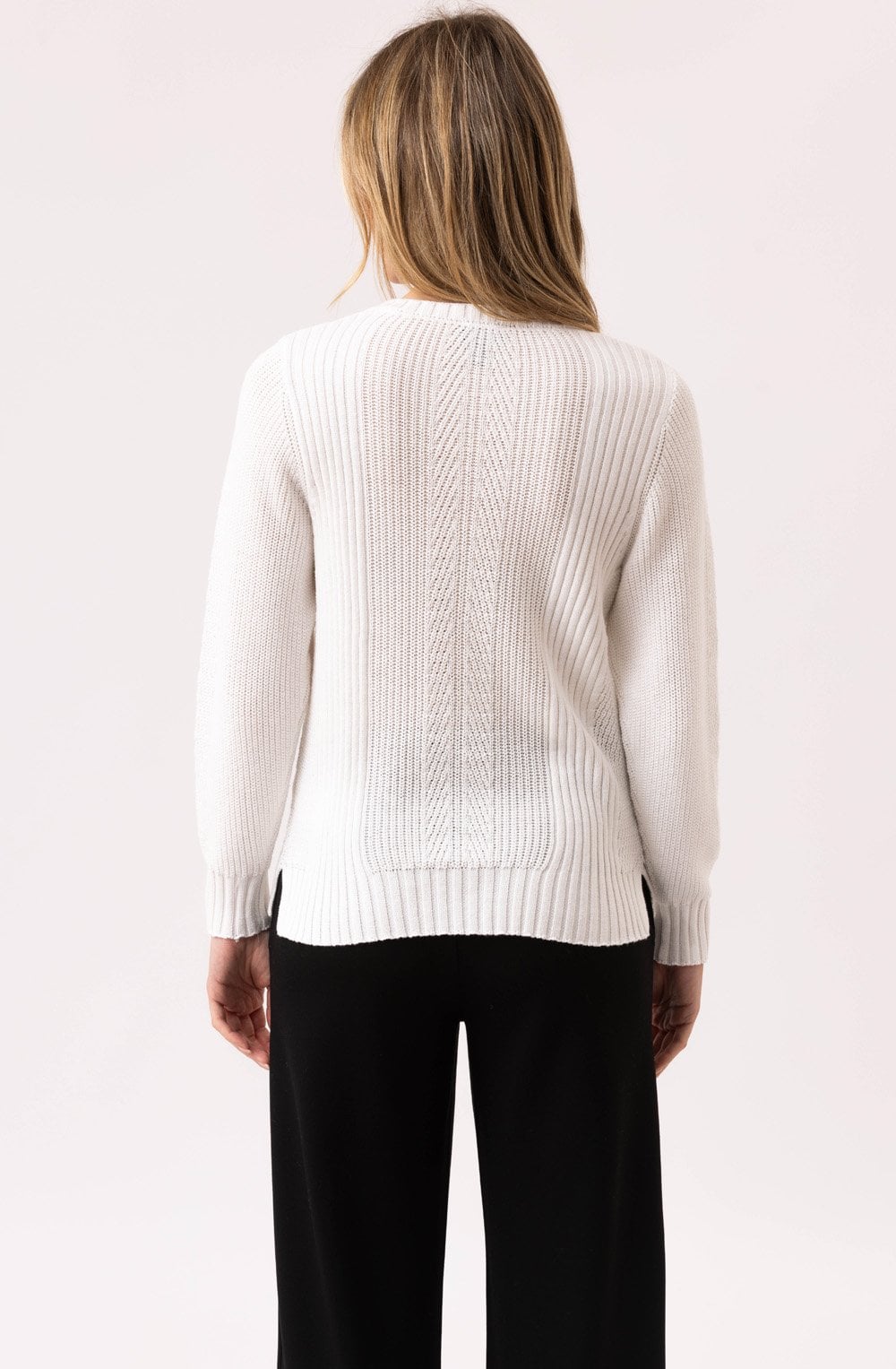 Ivory Contrast Cable Knit Jumper