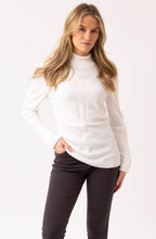 Ivory Knitted Stripe Turtle Neck Jumper