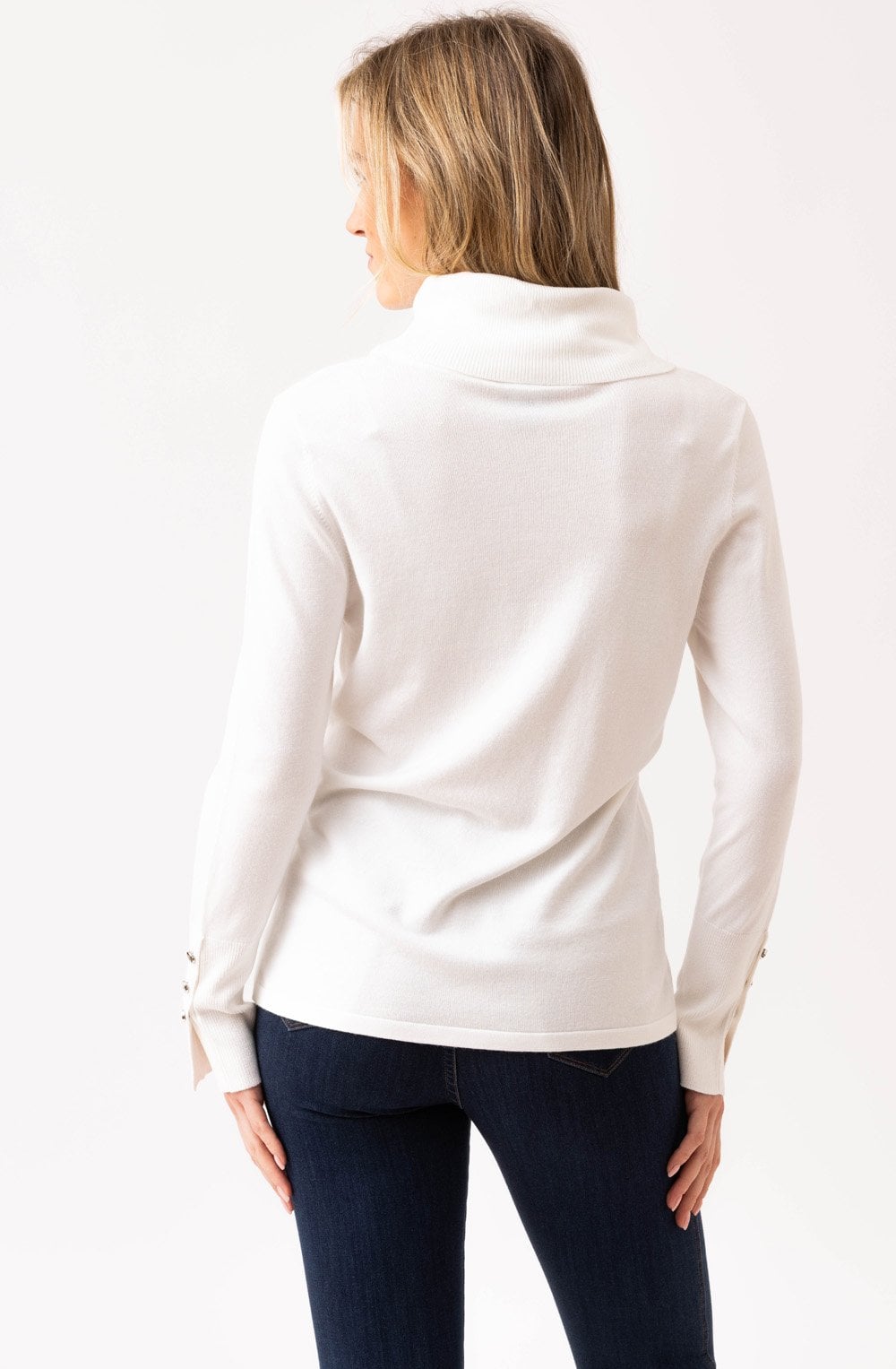 Ivory Roll Neck Fitted Jumper