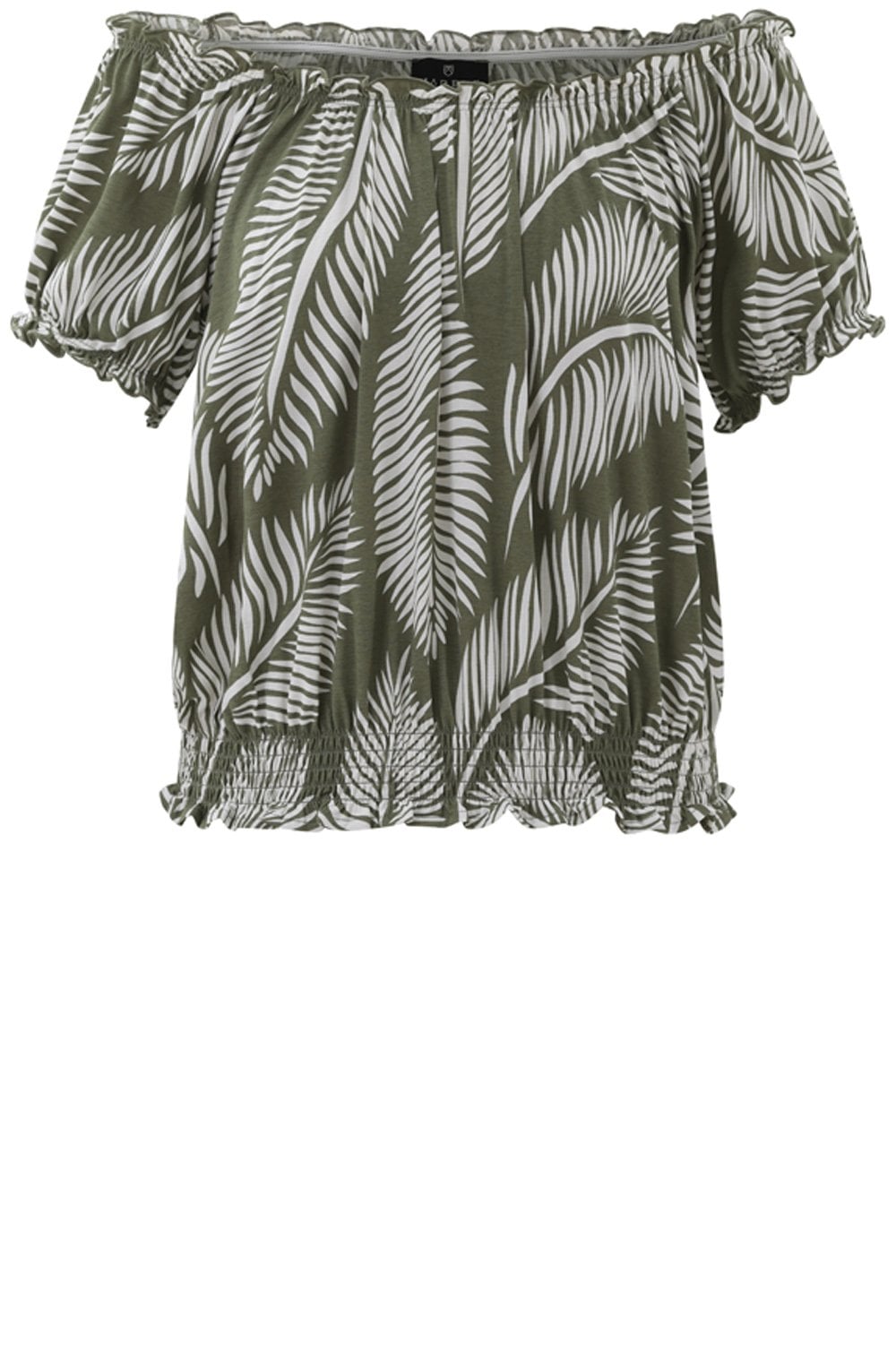 Khaki Adjustable Neckline Ruffled Top