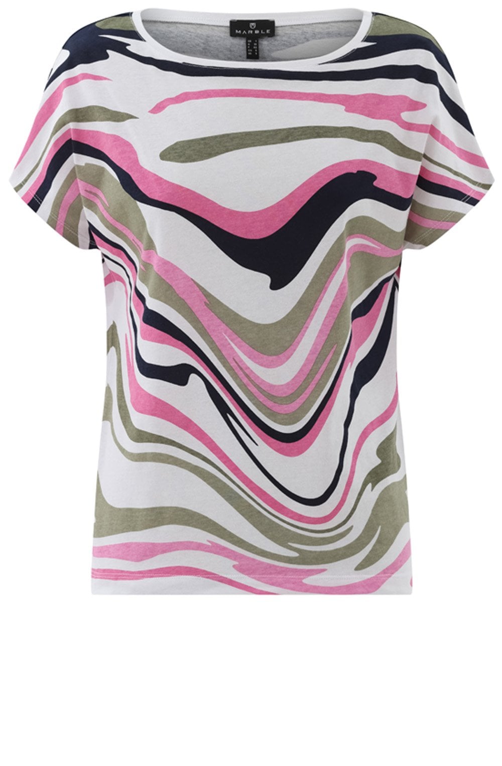 Khaki and Pink Abstract Stripe T Shirt