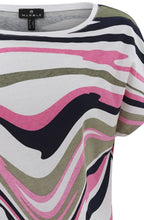 Khaki and Pink Abstract Stripe T Shirt