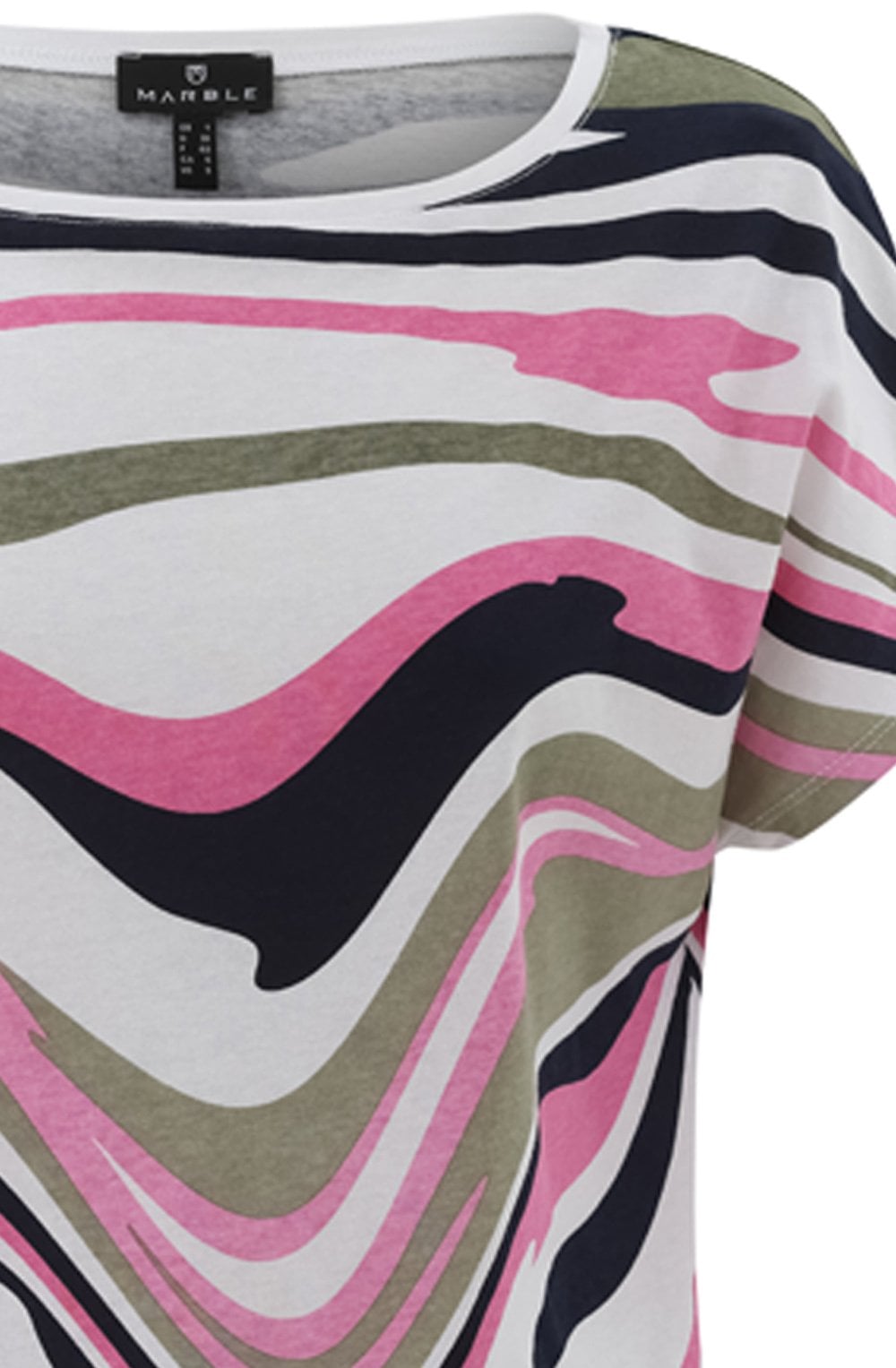 Khaki and Pink Abstract Stripe T Shirt