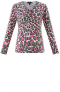 Khaki and Pink Splodge Print Jumper