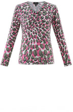 Khaki and Pink Splodge Print Jumper