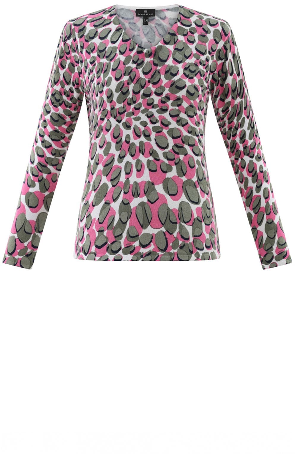 Khaki and Pink Splodge Print Jumper