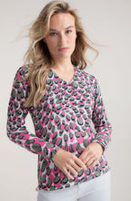 Khaki and Pink Splodge Print Jumper