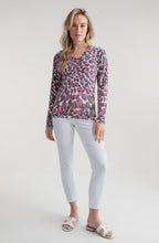 Khaki and Pink Splodge Print Jumper