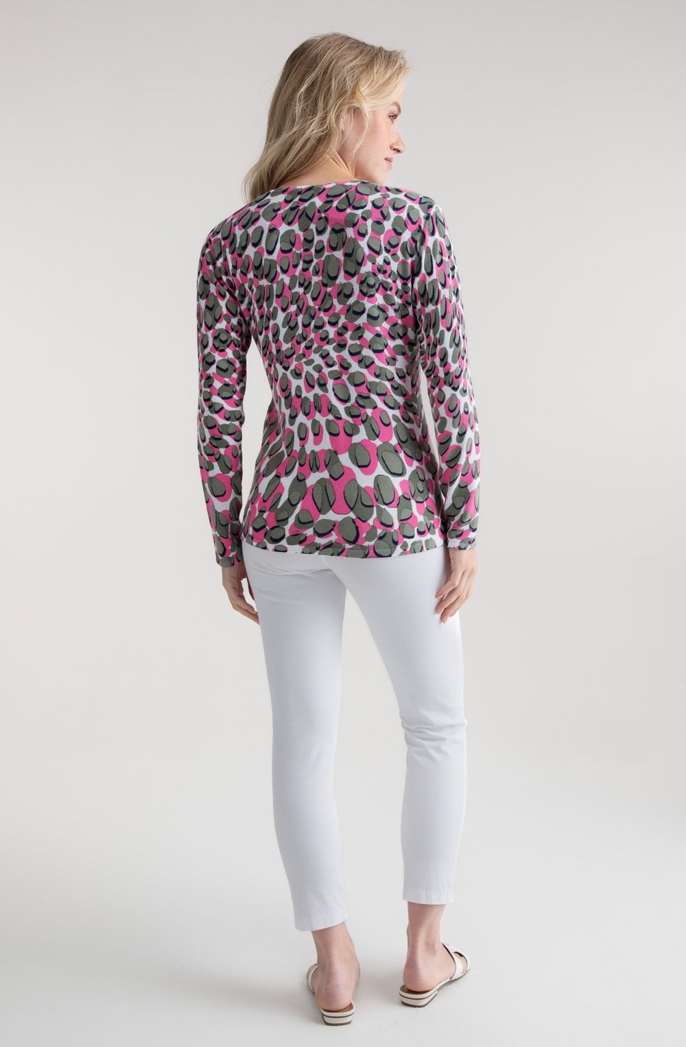 Khaki and Pink Splodge Print Jumper